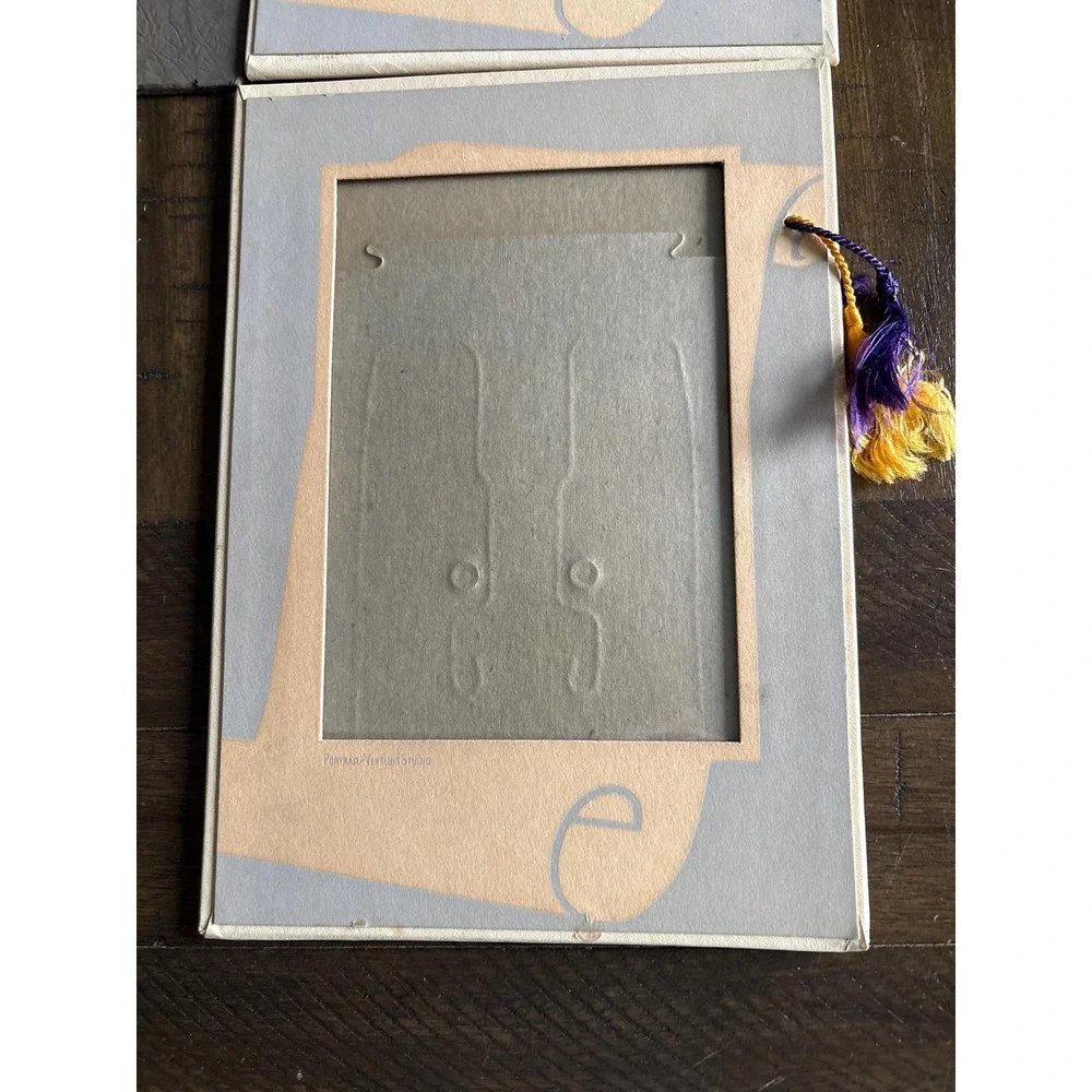 4 VRG Antique Studio Photography Photo‎ Picture Frames Glass Paper Tassels Brown